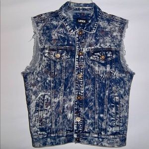 Carbon Acid Wash Denim Vest Size Medium